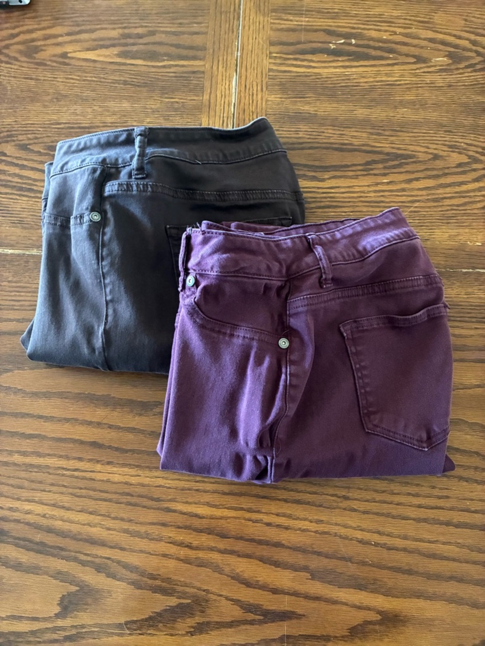 2 Maurice Women's Brown Red Plum Jean Pant High Waist Lot Size 8 Medium Regular